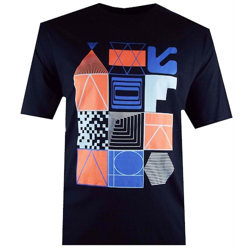 Espionage Abstract Geometric Print T-Shirt Navy